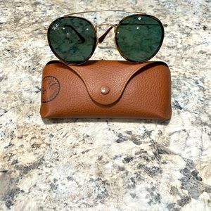 Ray-Ban Sunglasses RB3647N Round Double Bridge Gold Frame Green Lens Unisex 51mm